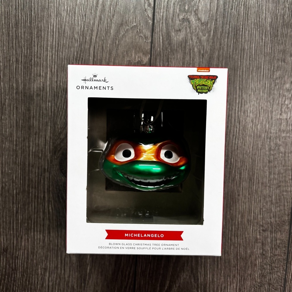 Hallmark TMNT Mutant Mayhem Michelangelo Glass Christmas Ornament NEW